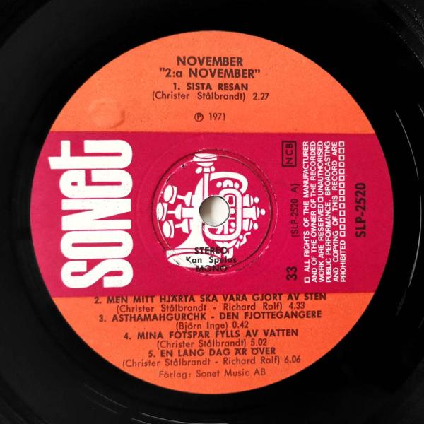 November • 2:a November, Sonet LP