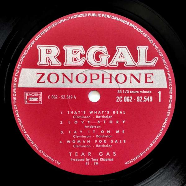 Tear Gas • Tear Gas, LP Regal Zonophone